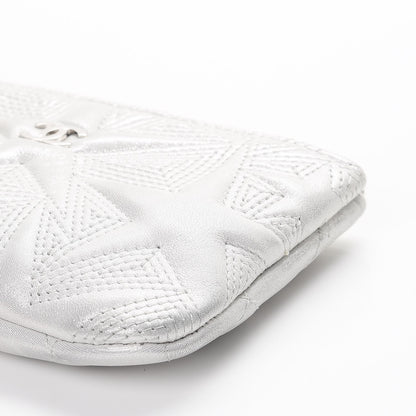 Chanel Metallic Lambskin Star Embossed Coin Purse Case Light Silver 9 of 10