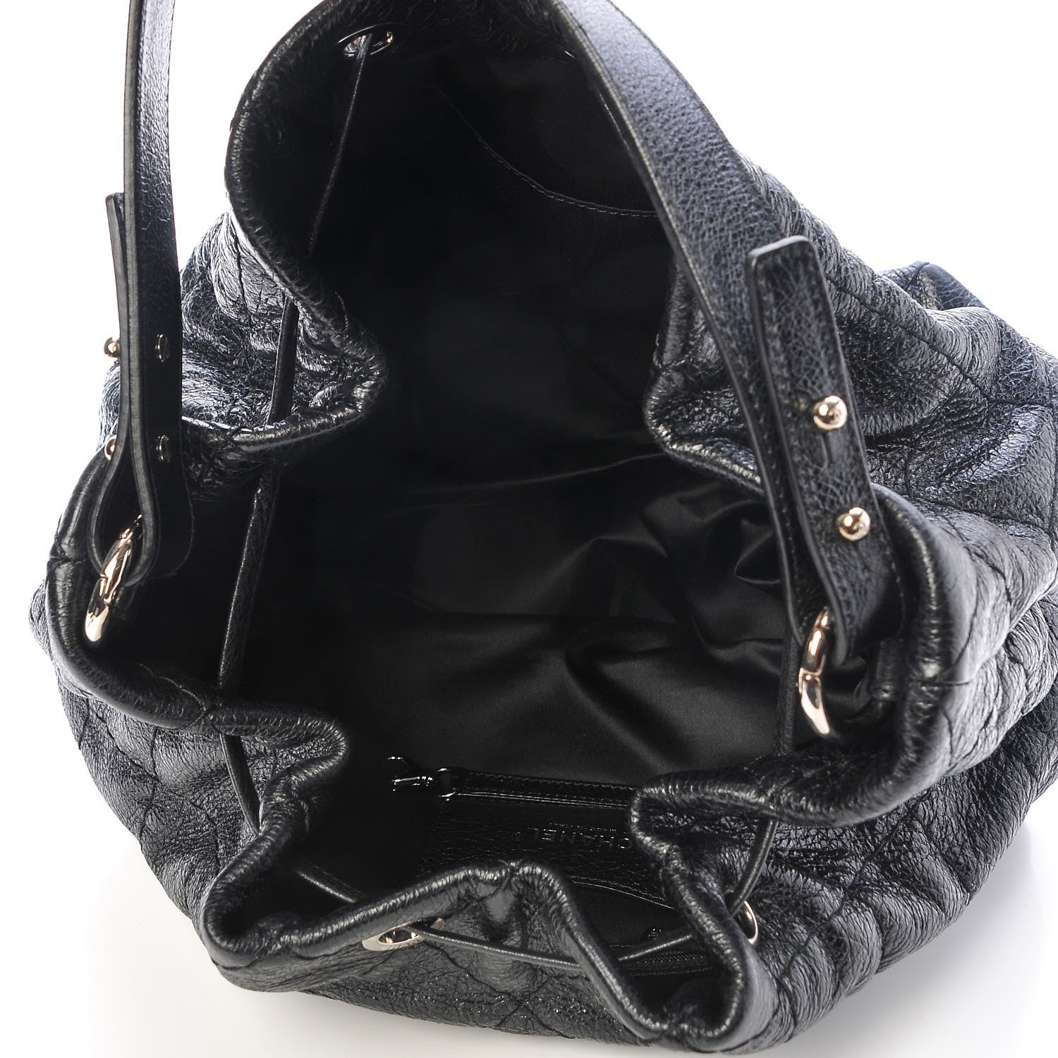 Chanel Glazed Calfskin On The Road Drawstring Tote Black 5 of 7