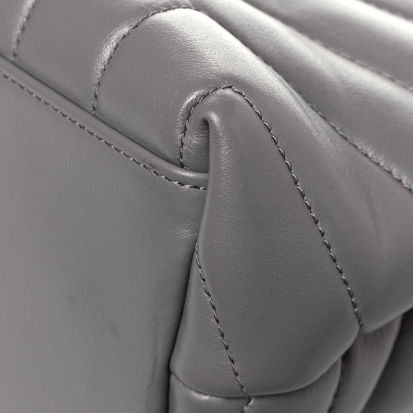 Calfskin Y Quilted Monogram Medium Loulou Chain Satchel Light Gray