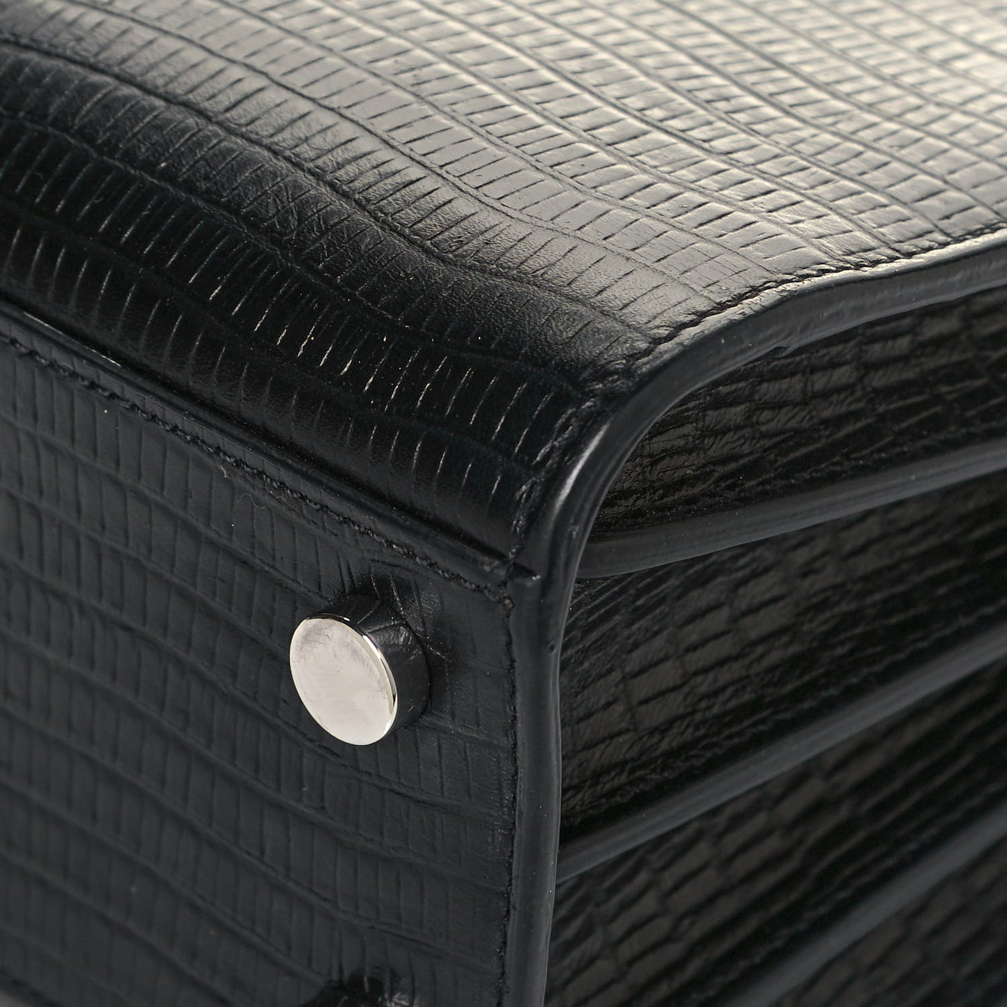 Calfskin Lizard Embossed Nano Sac De Jour Black