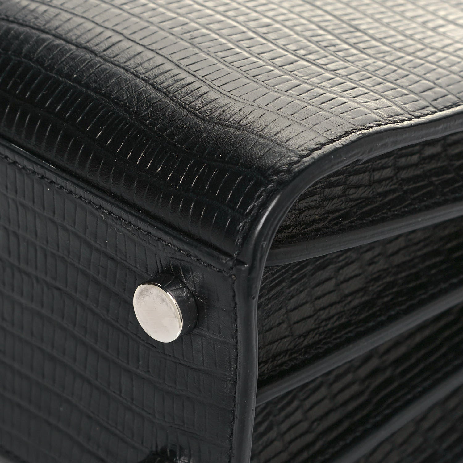 Saint Laurent Calfskin Lizard Embossed Nano Sac De Jour Black 9 of 13