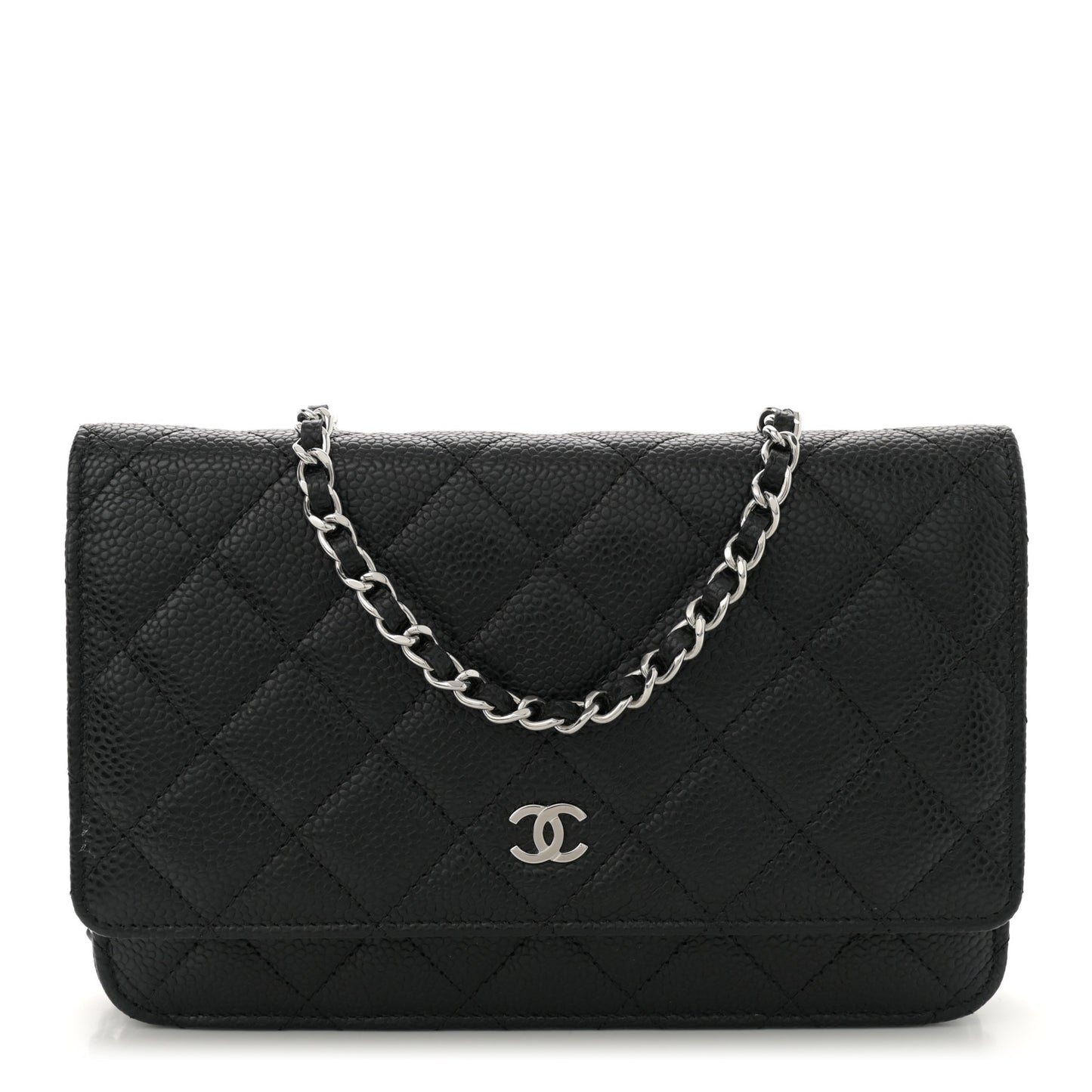 Caviar Quilted Wallet on Chain WOC Black