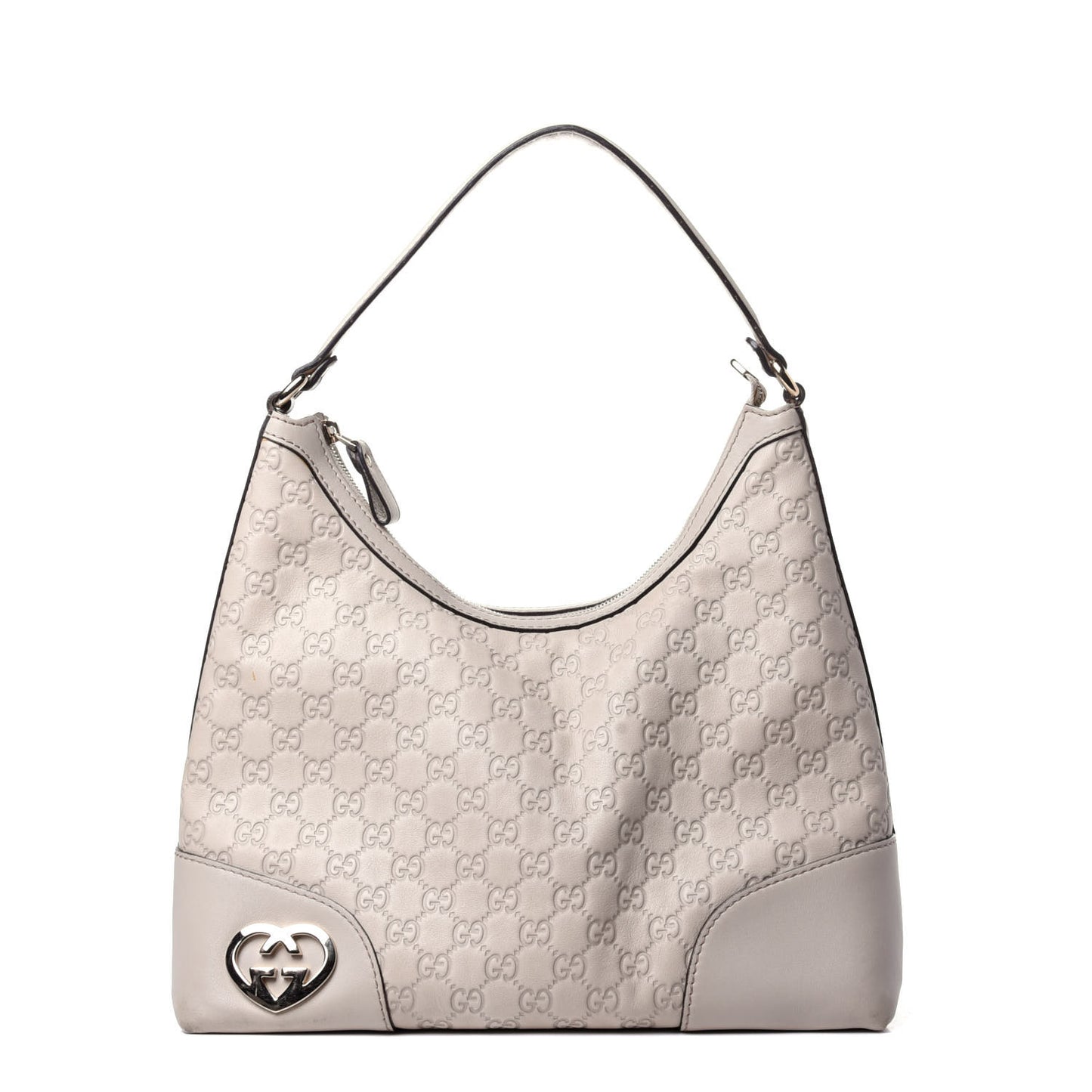 Guccissima Medium Lovely Heart Hobo Off White