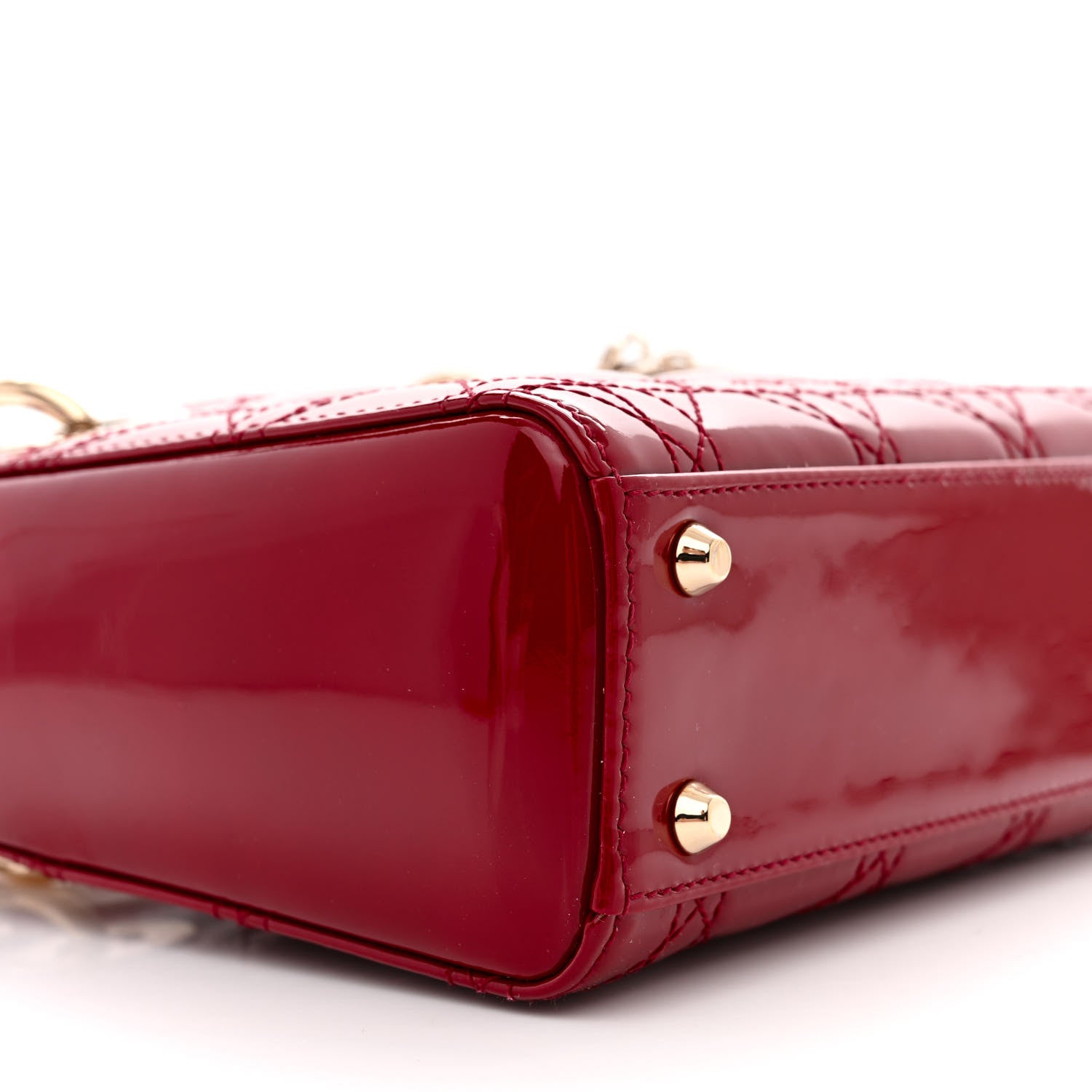 Christian Dior Patent Cannage Mini Lady Dior Red 9 of 12