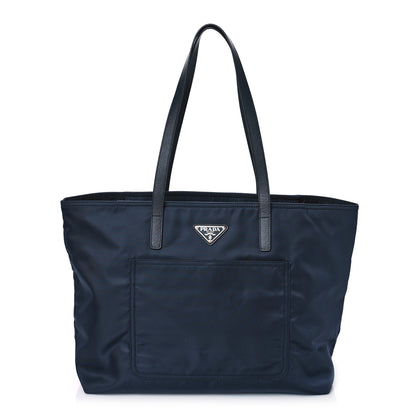 Prada Tessuto Nylon Saffiano Tote Navy 1 of 8