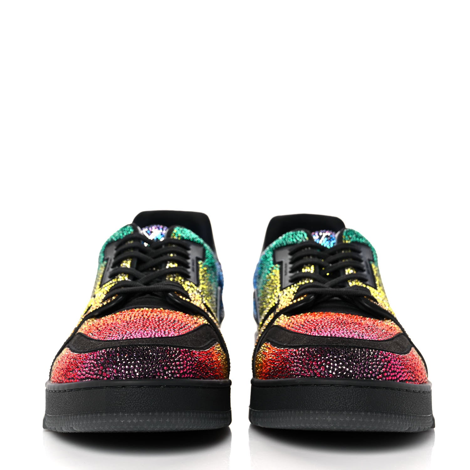 Louis Vuitton Crystal Mens LV Trainer Sneakers 13 Black 2 of 9