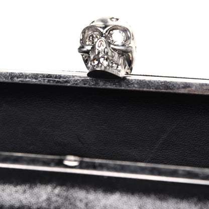 Alexander McQueen Metallic Suede Skull Box Clutch Black 10 of 16