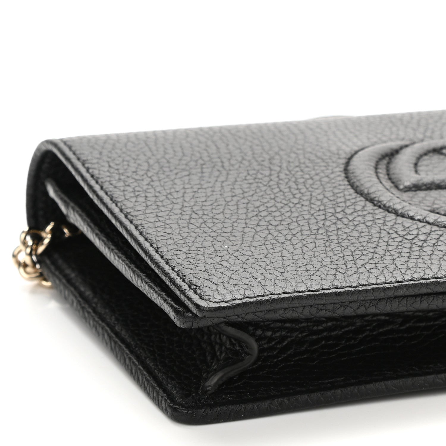 Gucci Pebbled Calfskin Soho Wallet on Chain Black 6 of 9