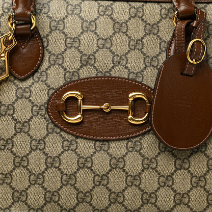 Gucci GG Supreme Monogram Azalea Calfskin Horsebit 1955 Duffle Bag Beige Ebony Brown Sugar 6 of 17
