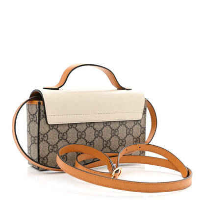 Gucci GG Supreme Monogram New Sakai Calfskin Mini Padlock Top Handle Shoulder Bag Beige Ebony Mystic White Sun Oil 3 of 11