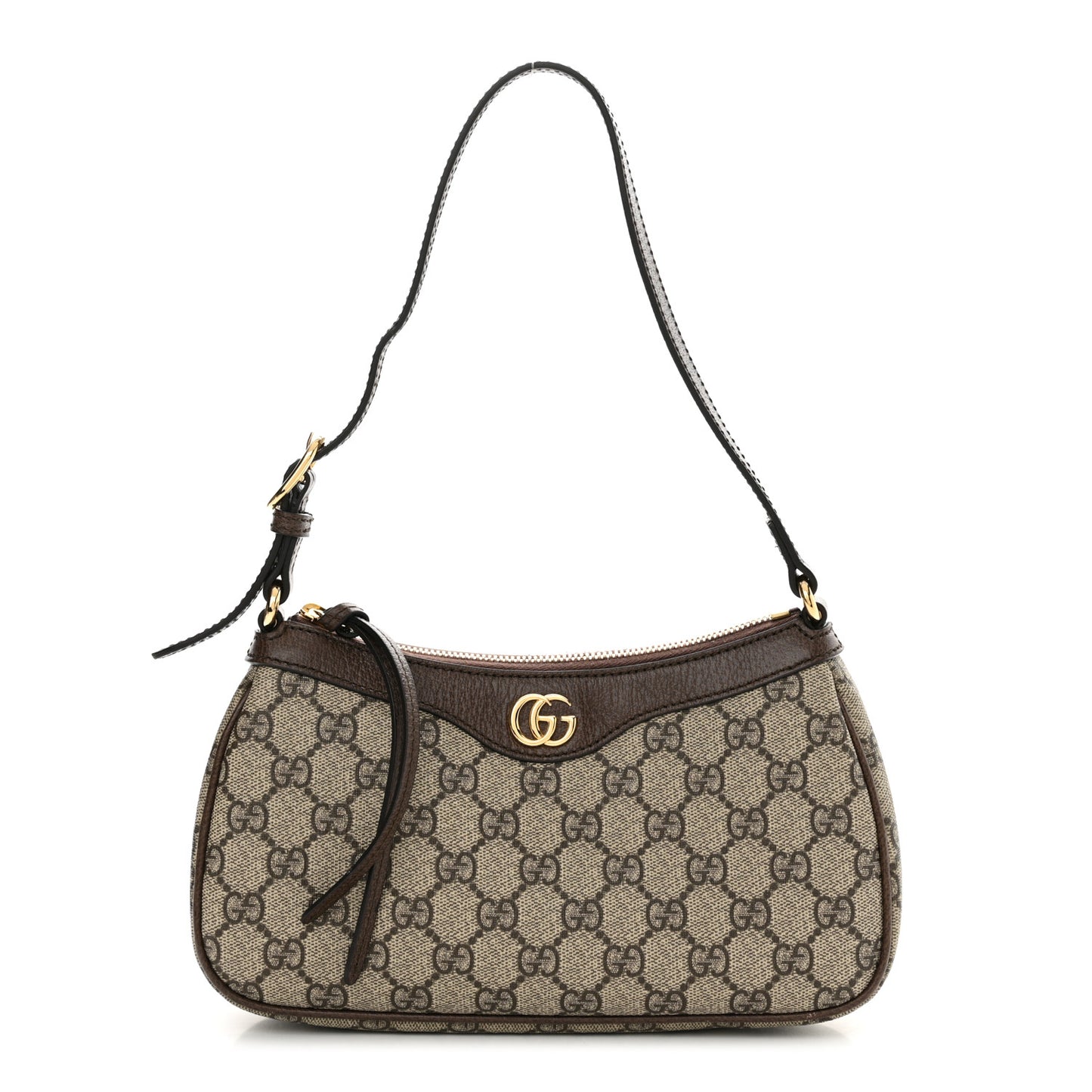 GG Supreme Monogram Textured Dollar Calfskin Small Ophidia Hobo Beige Ebony New Acero