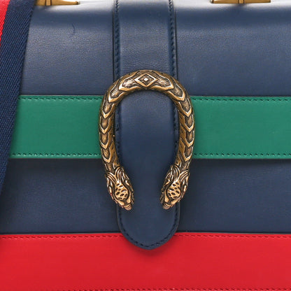 Gucci Moon Calfskin Bamboo Web Medium Dionysus Top Handle Bag Blue Emerald Hibiscus Red 8 of 10