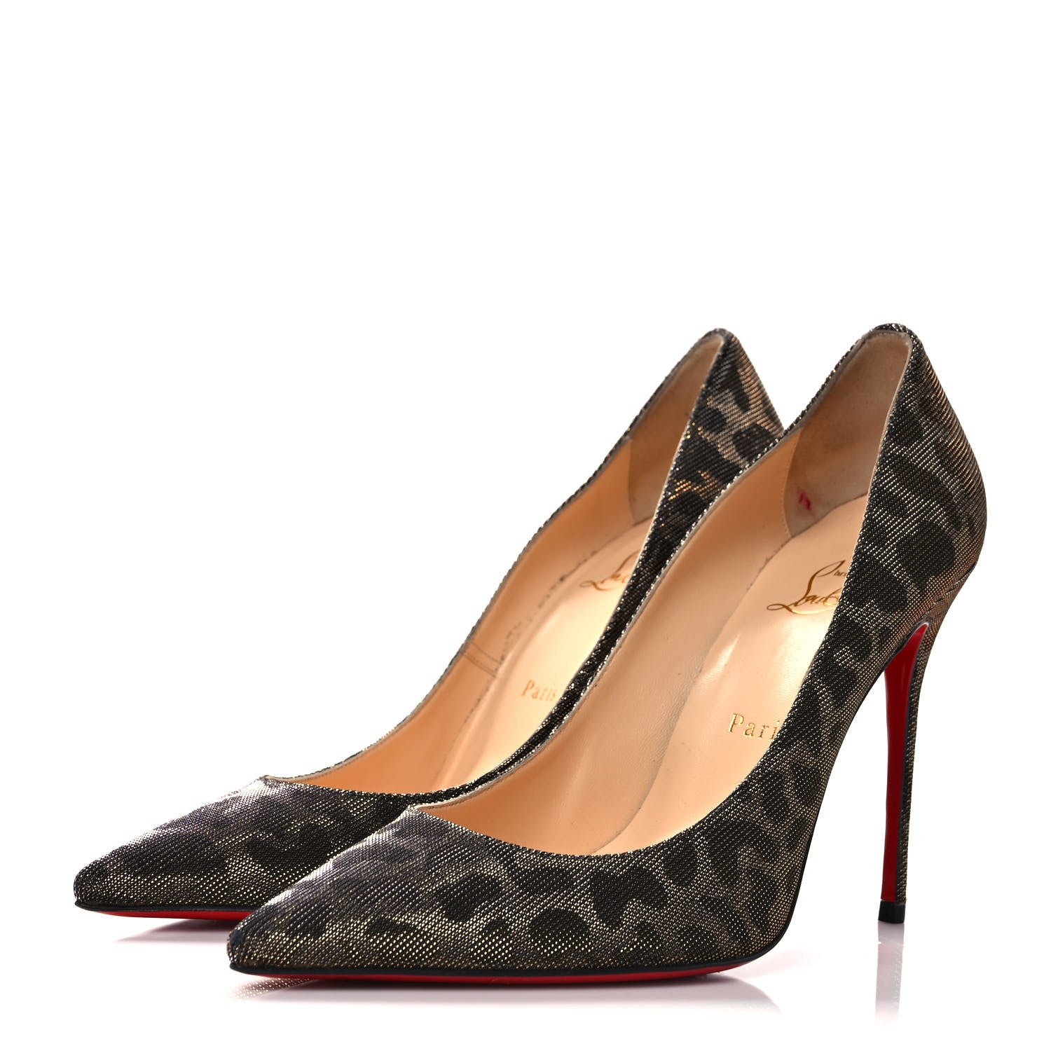 Christian Louboutin Lame Decollete 554 100 Pumps 39 Gold Silver 3 of 10