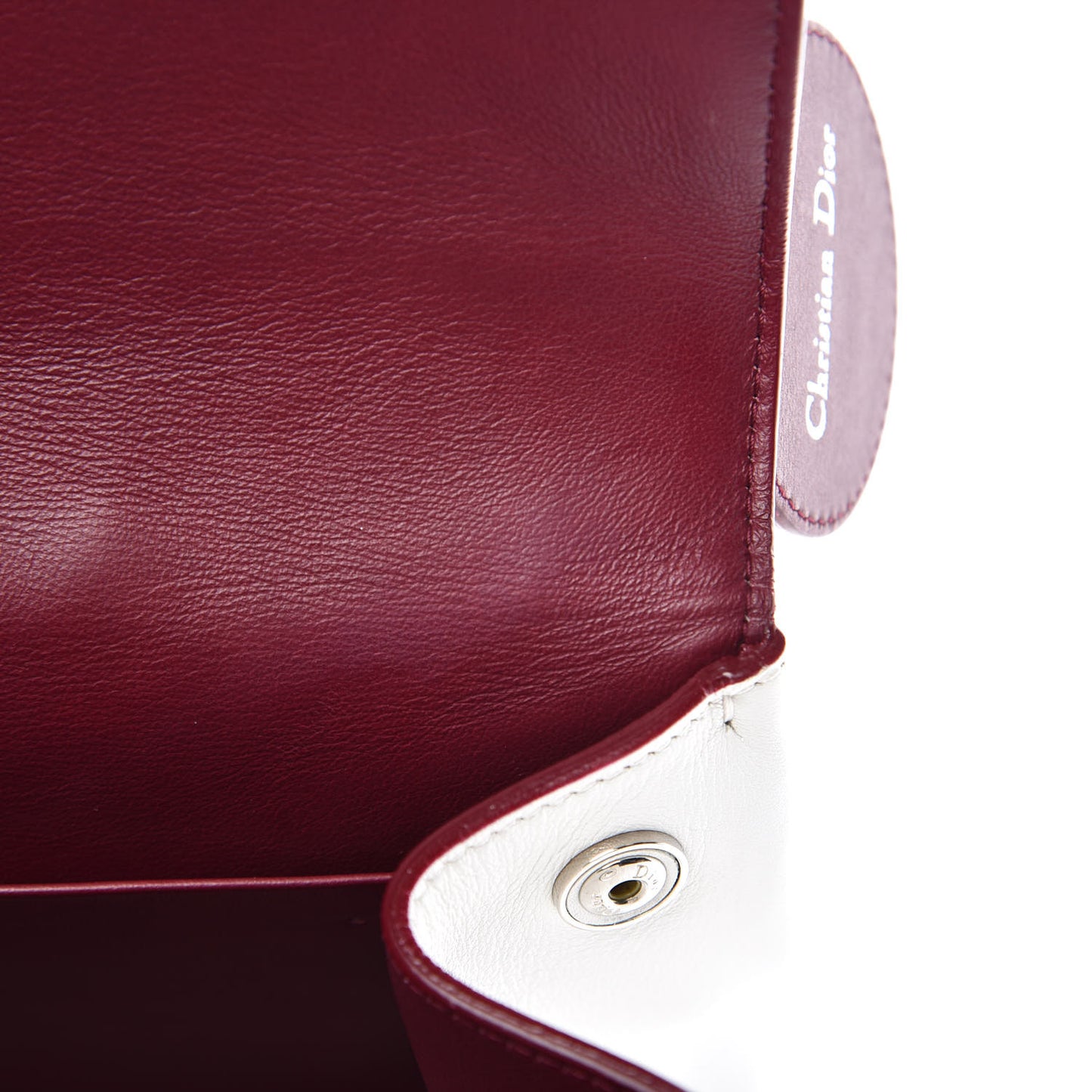 Calfskin Be Dior Double Flap White Burgundy