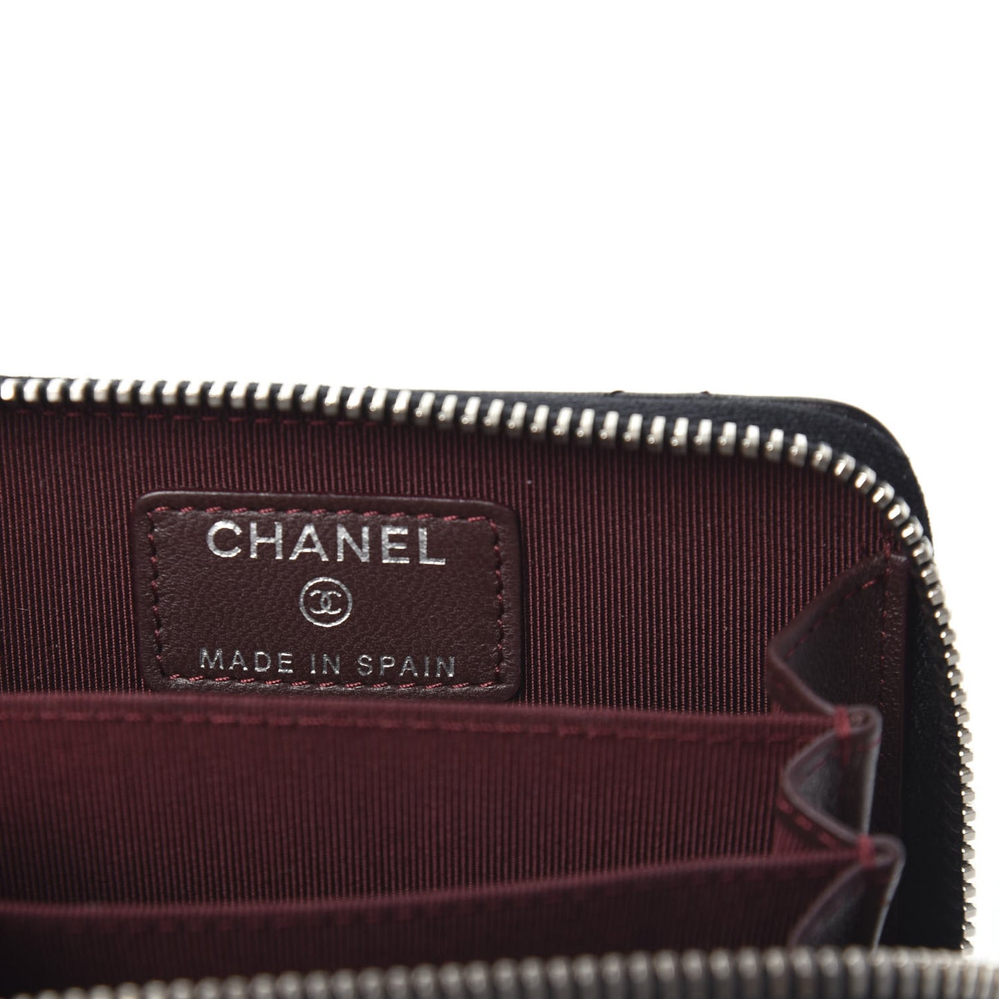 Lambskin Quilted Zip Coin Purse Black