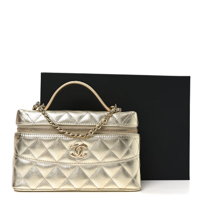 Chanel Metallic Caviar Quilted Trendy Handle Slim Vanity Light Golden 11 of 11