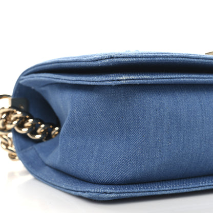 Chanel Denim Pleated Medium Boy Flap Light Blue 9 of 10