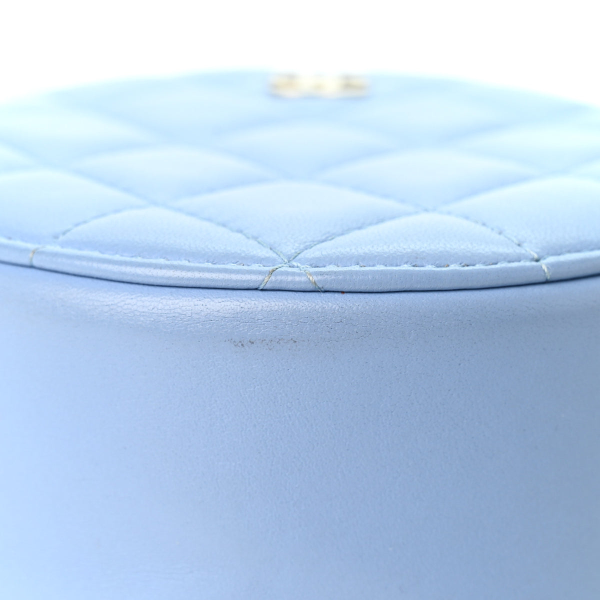 Chanel Lambskin Quilted Round Clutch With Chain Light Blue 11 of 11