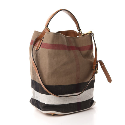 Burberry Canvas Mega Check Medium Ashby Hobo Saddle Brown 3 of 11