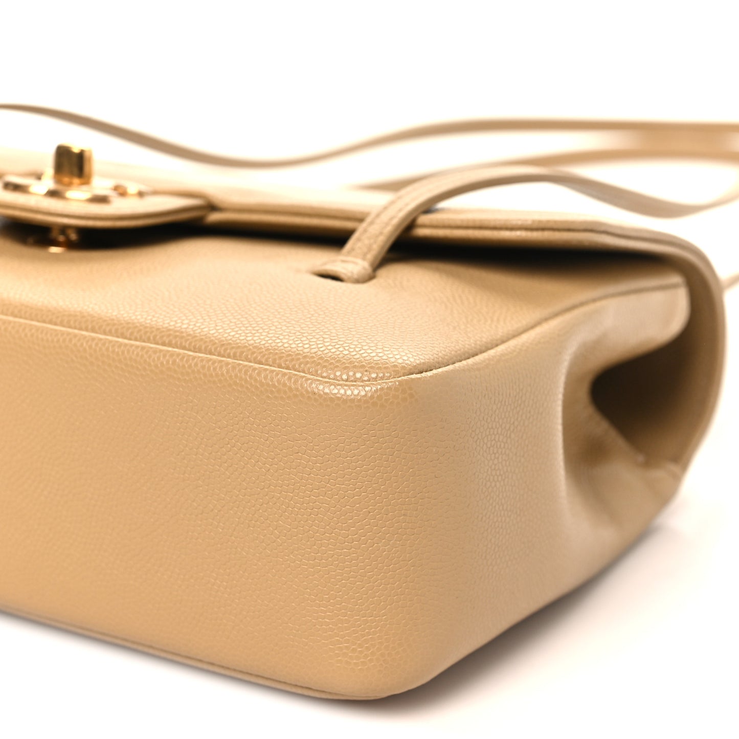Shiny Caviar Preppy Coco Small Flap Beige