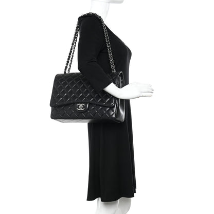 Chanel Lambskin Quilted Maxi Double Flap Black 2 of 12