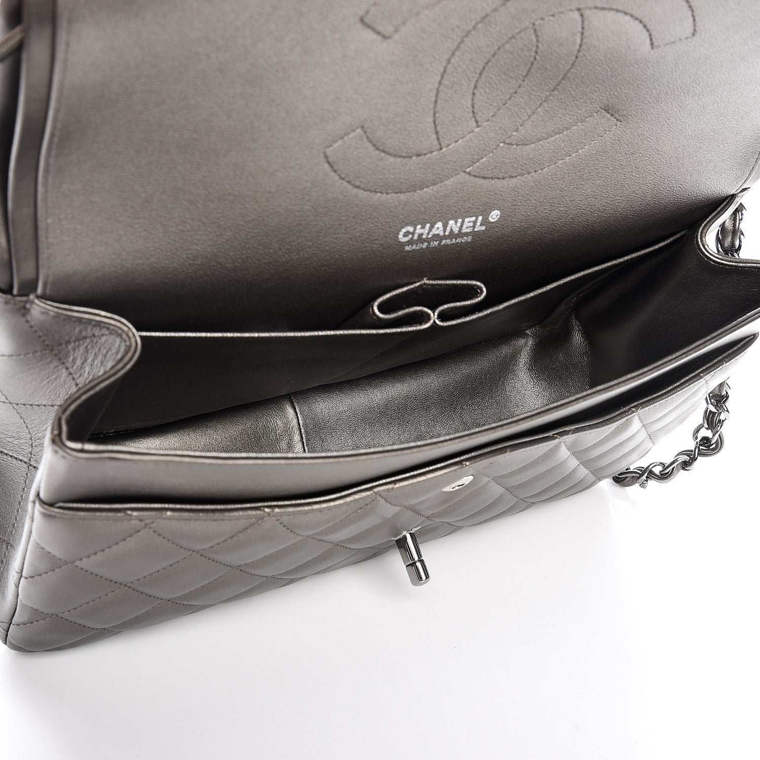 Chanel Metallic Lambskin Quilted Jumbo Double Flap Bronze 5 of 9