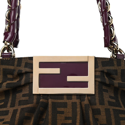 Fendi Zucca Patent Mia Tote Tobacco Burgundy 10 of 12