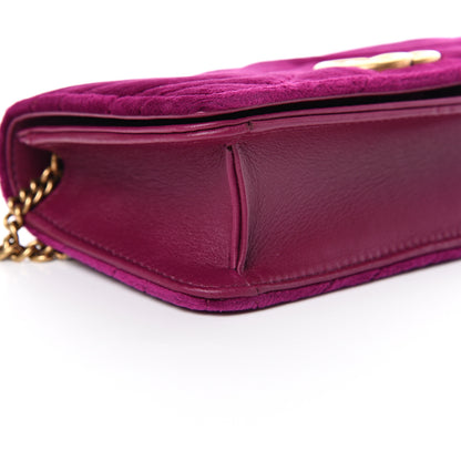 Gucci Velvet Matelasse GG Marmont Mini Bag Fuchsia Violet Cyclamen 8 of 12