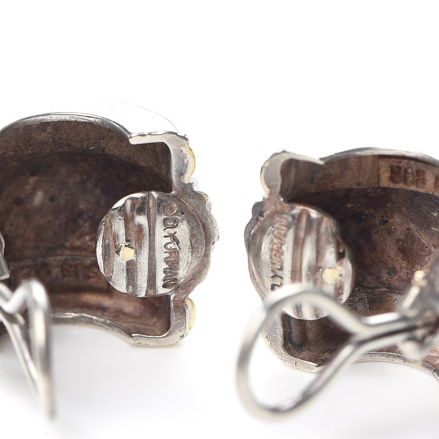 Sterling Silver 14K Yellow Gold Cigar Cable Clip On Earrings
