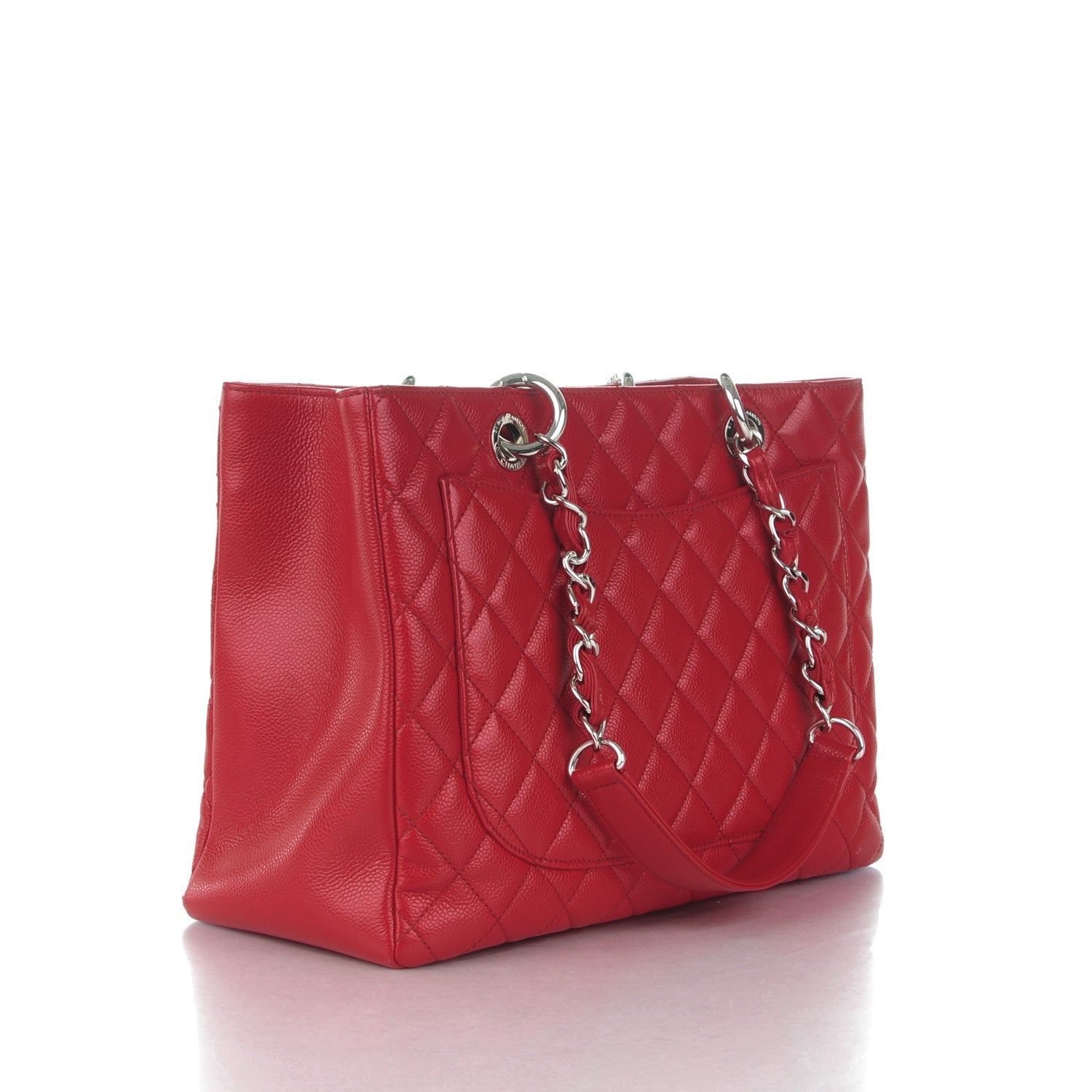 Chanel Caviar Quilted Grand Shopping Tote GST Red 3 of 7