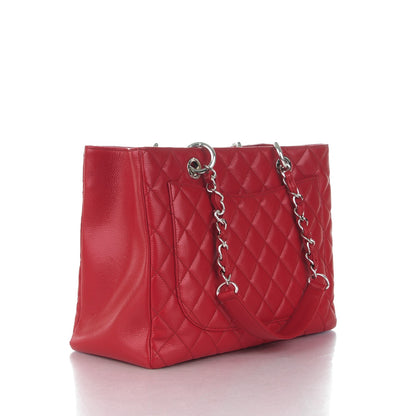 Chanel Caviar Quilted Grand Shopping Tote GST Red 3 of 7