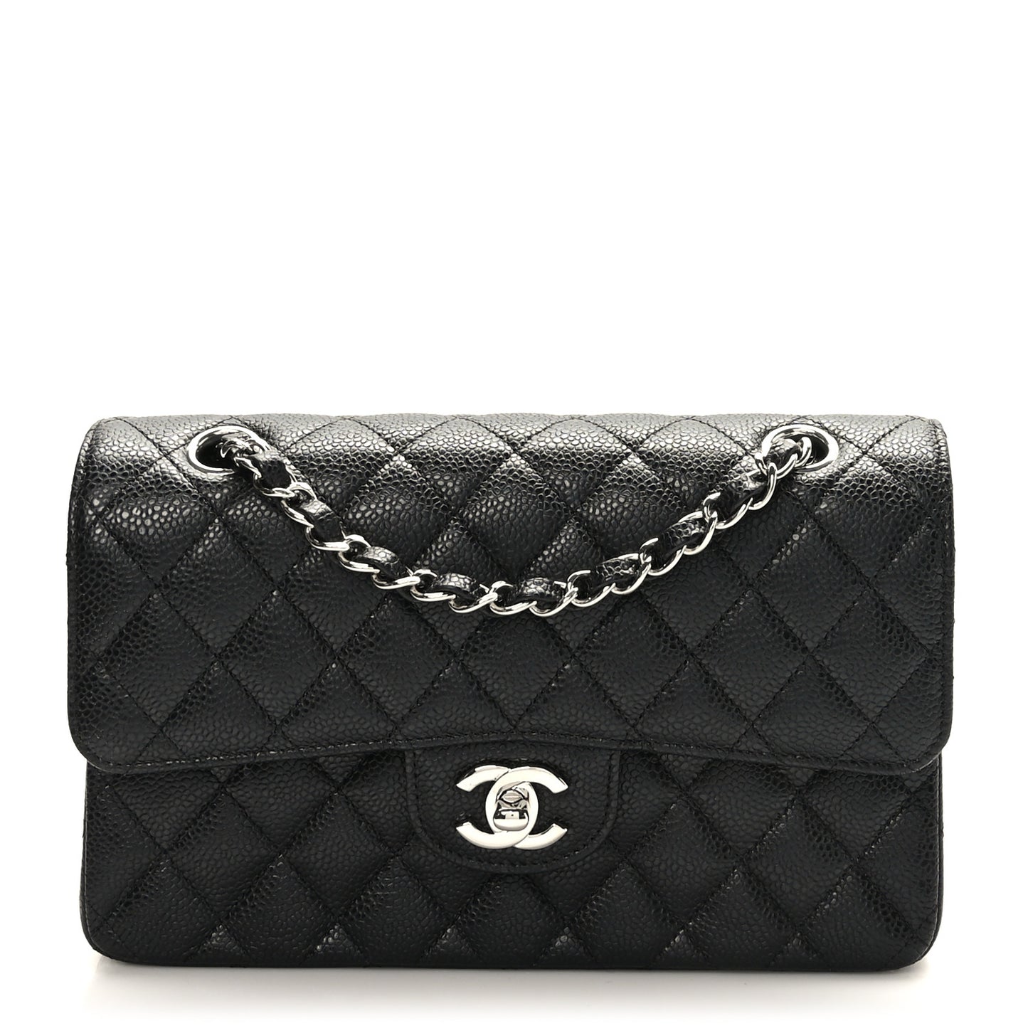 Caviar Quilted Small Double Flap Black