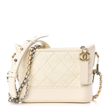 Chanel Aged Calfskin Quilted Small Gabrielle Hobo White 1 of 11