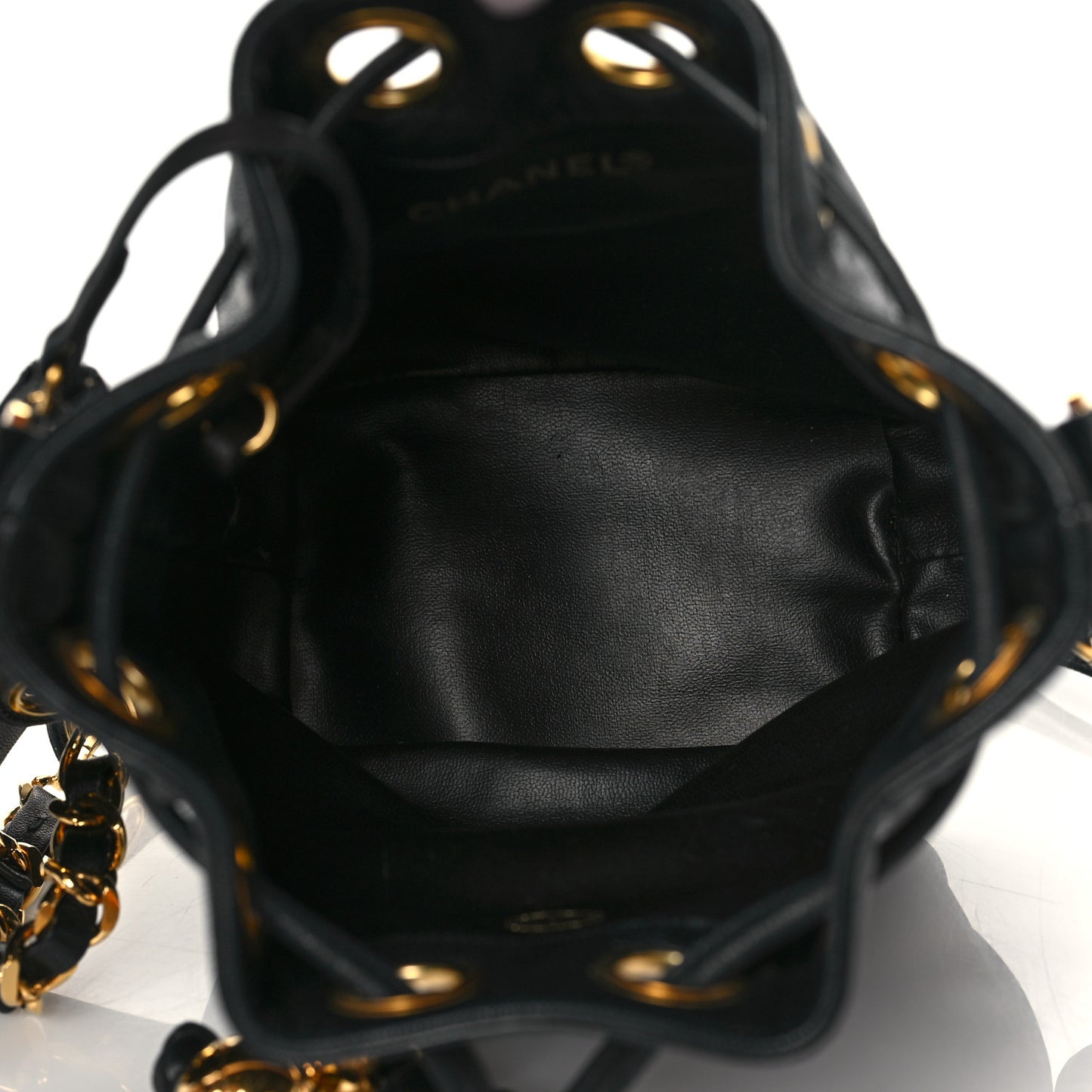 Lambskin Mini CC Drawstring Bag Black
