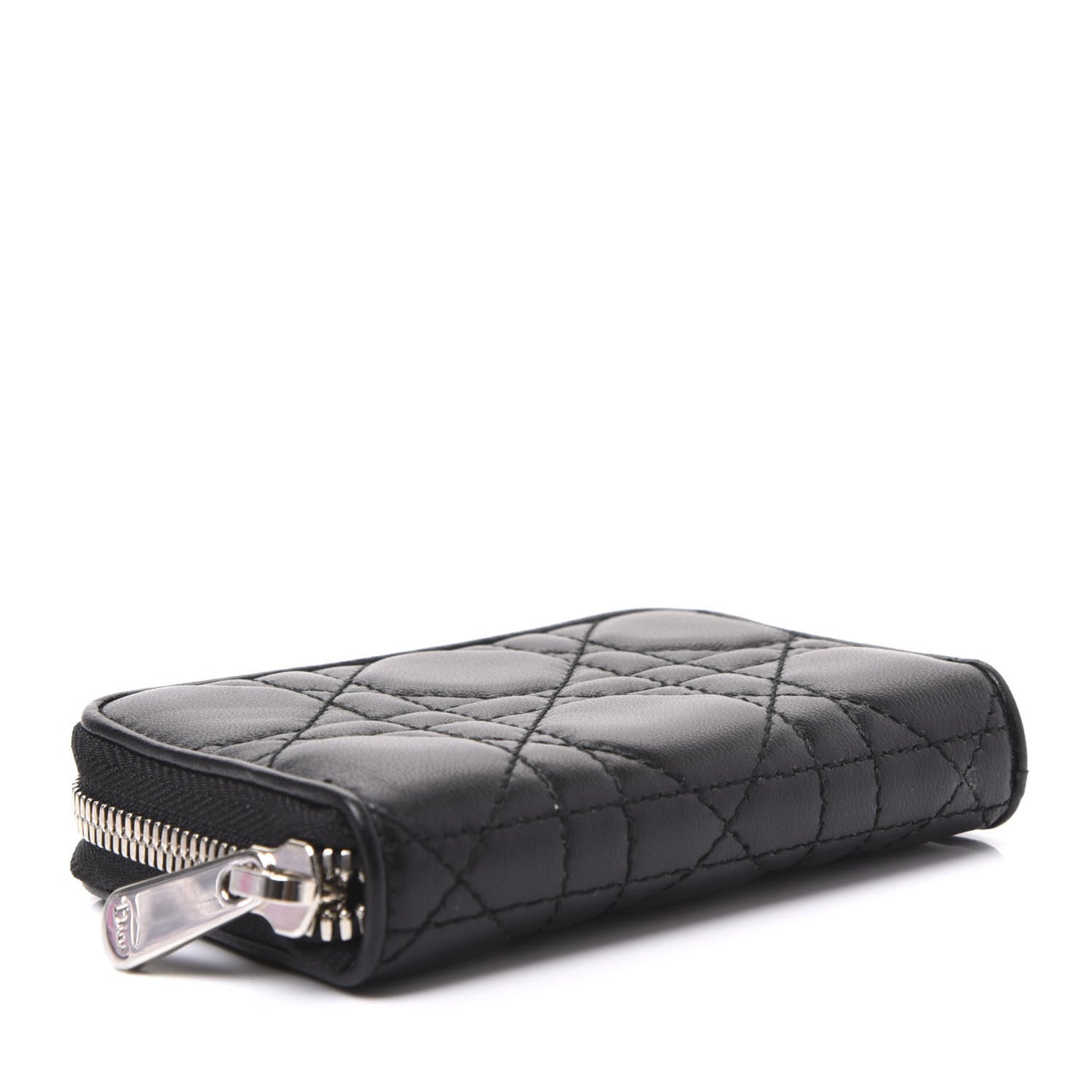 Lambskin Cannage Mini Lady Dior Zip Portemonnaie Black