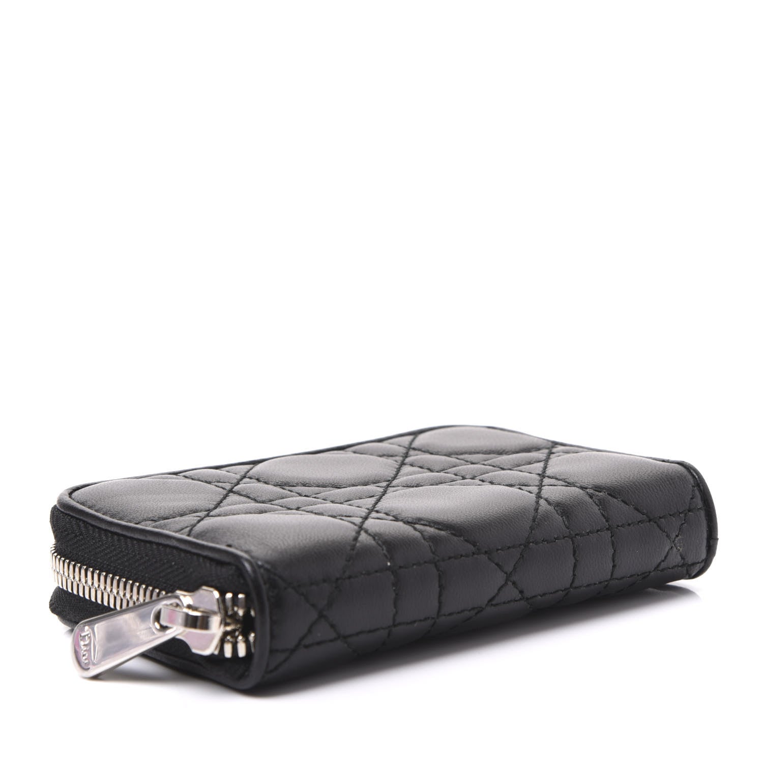 Christian Dior Lambskin Cannage Mini Lady Dior Zip Portemonnaie Black 3 of 8