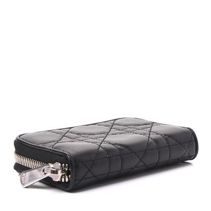 Christian Dior Lambskin Cannage Mini Lady Dior Zip Portemonnaie Black 3 of 8