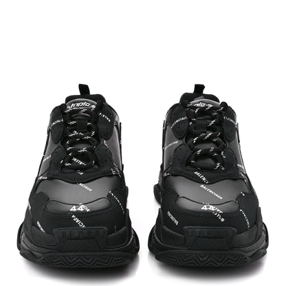 Balenciaga Technical Fabric Allover Logo Mens Triple S Sneakers 44 Black White 2 of 9