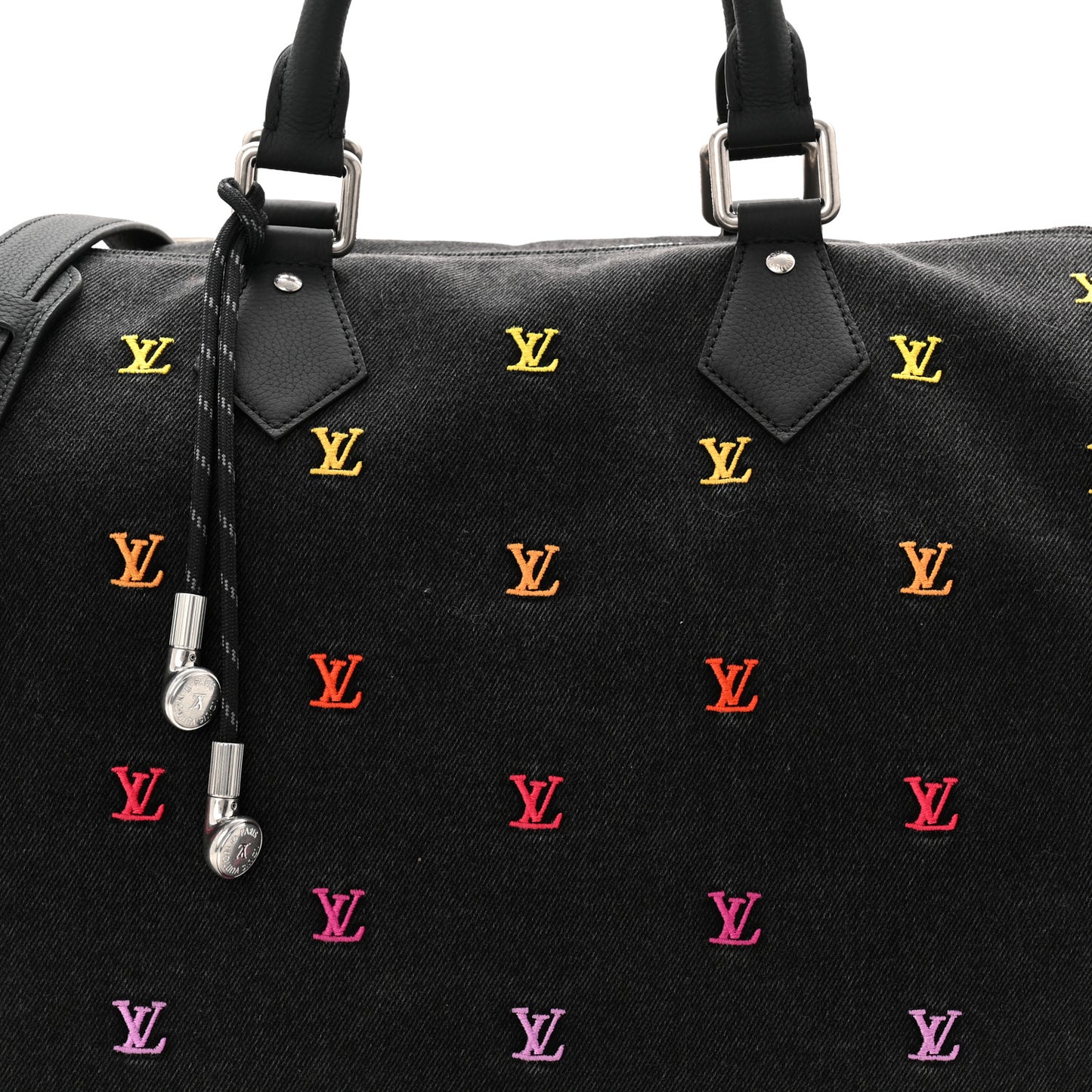 LV Blason Denim Calfskin Speedy Bandouliere 40 Black Gradient Orange