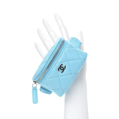 Chanel Lambskin Quilted Arm Coin Purse Neon Blue 2 of 10