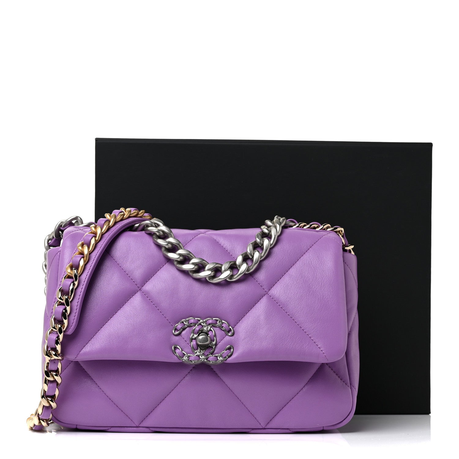 Chanel Lambskin Quilted Medium Chanel 19 Flap Light Purple 10 of 10