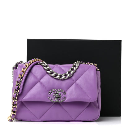 Chanel Lambskin Quilted Medium Chanel 19 Flap Light Purple 10 of 10