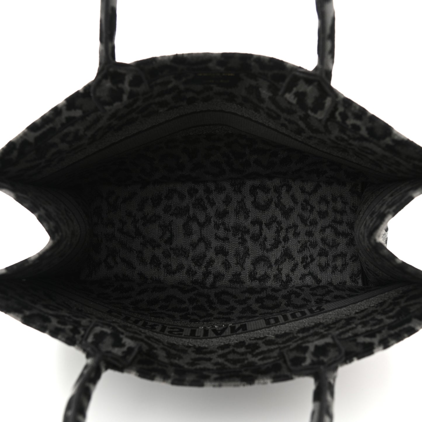 Canvas Embroidered Large Leopard Book Tote Grey