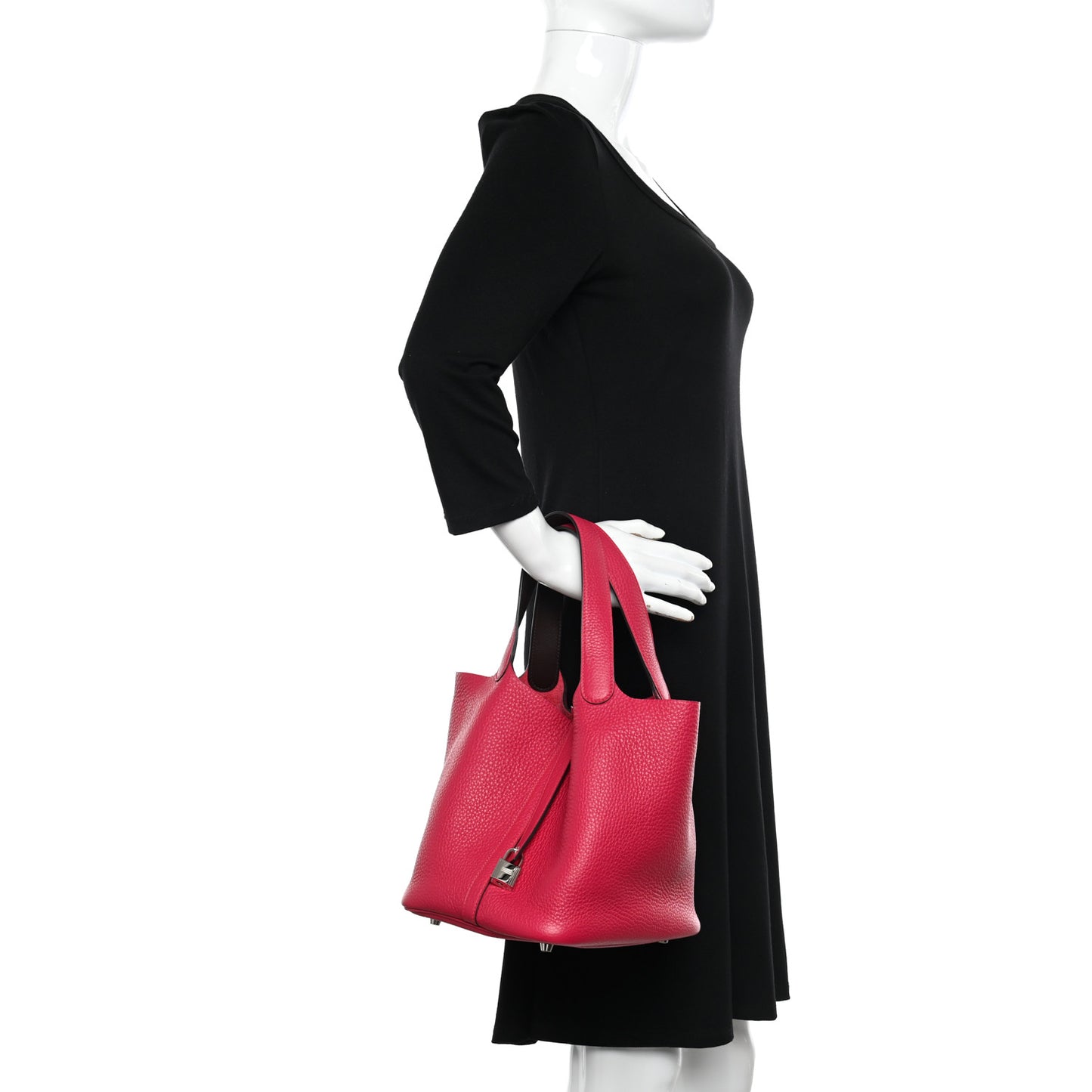 Taurillon Clemence Swift Eclat Picotin Lock 22 MM Framboise Rouge Sellier