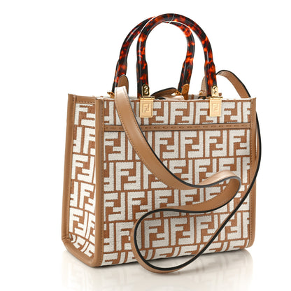 Fendi Raffia Chenille Vitello King Plexiglass Small Fendi Sunshine Shopper Tote Natural White 2 of 10
