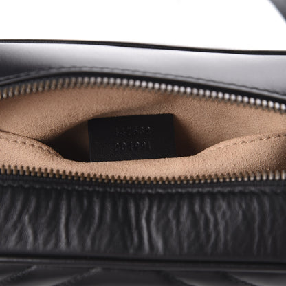 Gucci Calfskin Matelasse Small GG Marmont Chain Shoulder Bag Black 7 of 13
