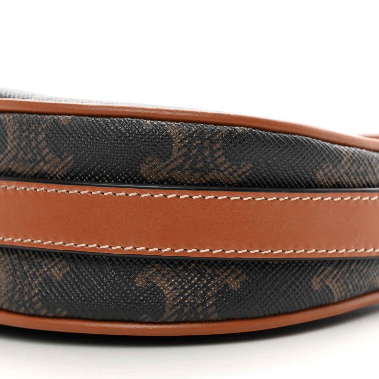 Canvas Calfskin Mini Ava Triomphe Shoulder Bag Tan