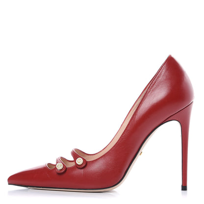 Gucci Malaga Kid Double Strap Pumps 37.5 Red 1 of 12