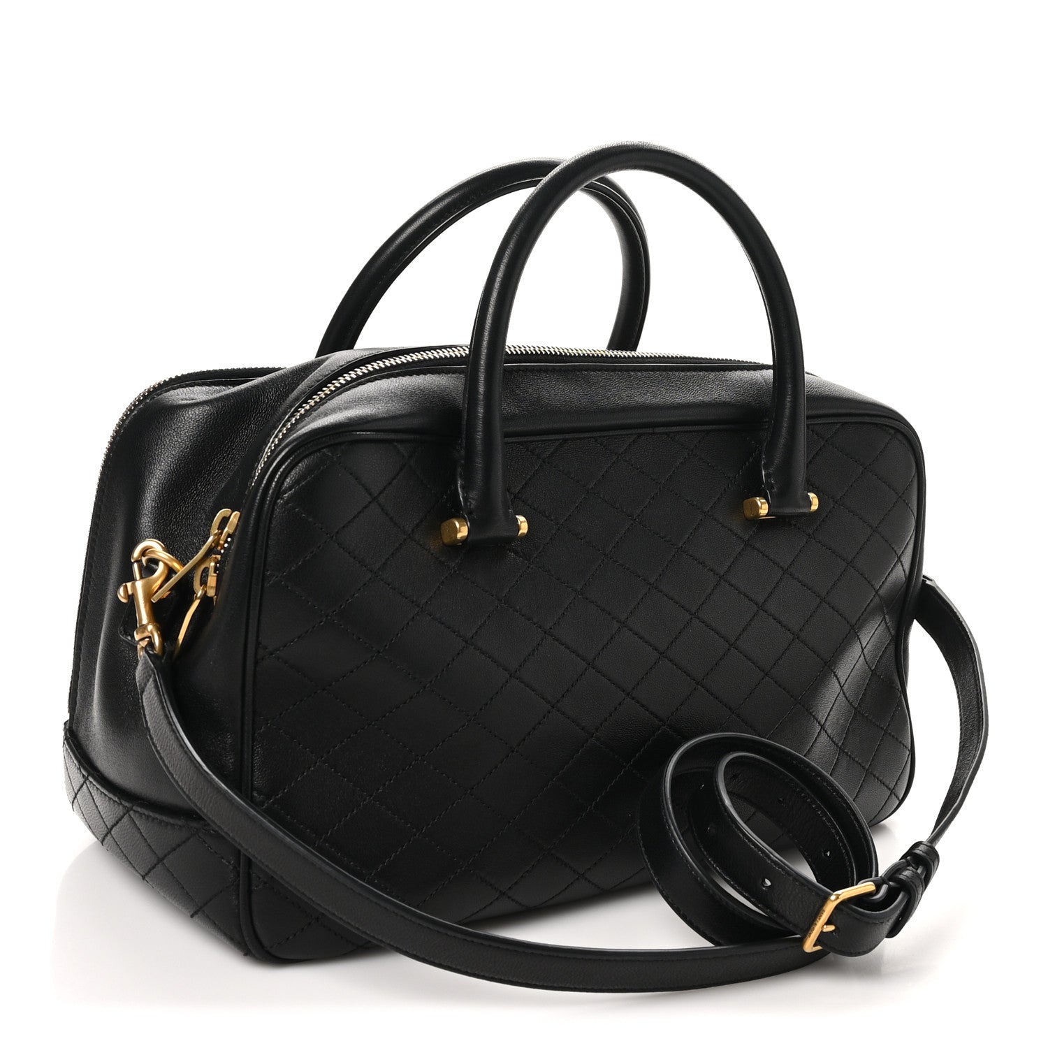 Saint Laurent Lambskin Lyia Quilted Duffle Bag Black 3 of 11