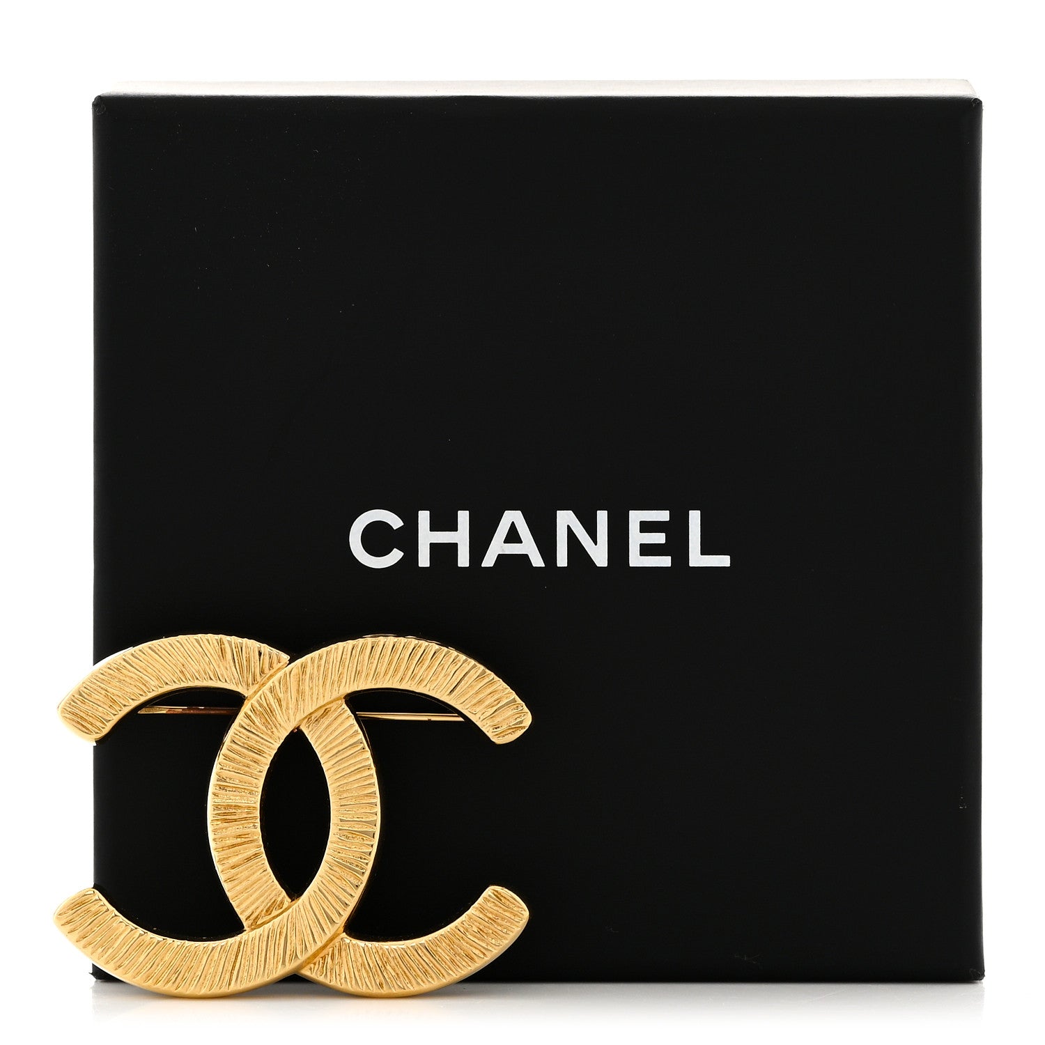 Chanel Metal Textured CC Brooch Light Gold 6 of 6
